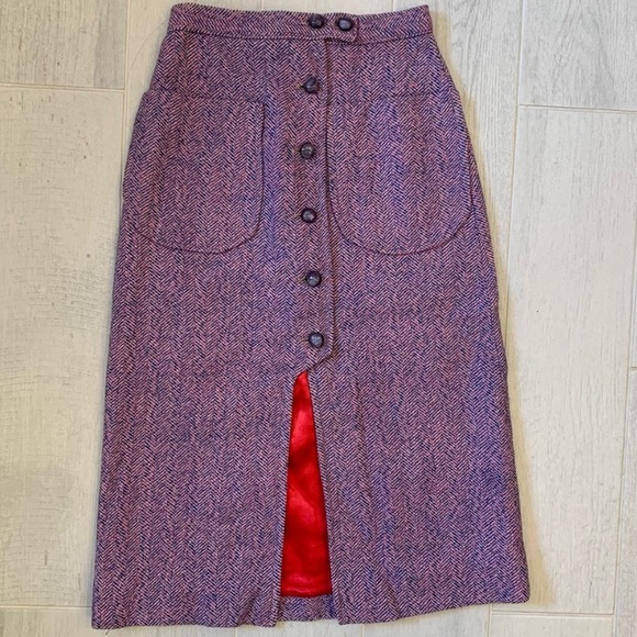 Vintage Dresses & Skirts - Vintage Herring Bone Purple Midi Skirt